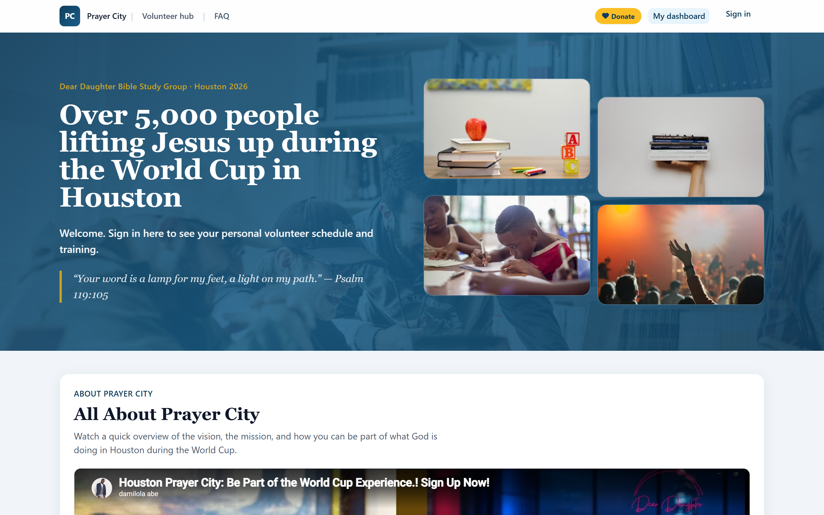 Houston World Cup Prayer City volunteer platform
